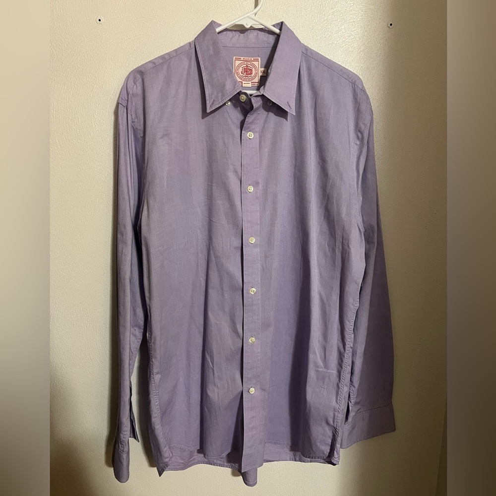 J‎ PRESS 100% Egyptian Cotton Button Down Oxford Dress Shirt Purple Men's Sz XXL